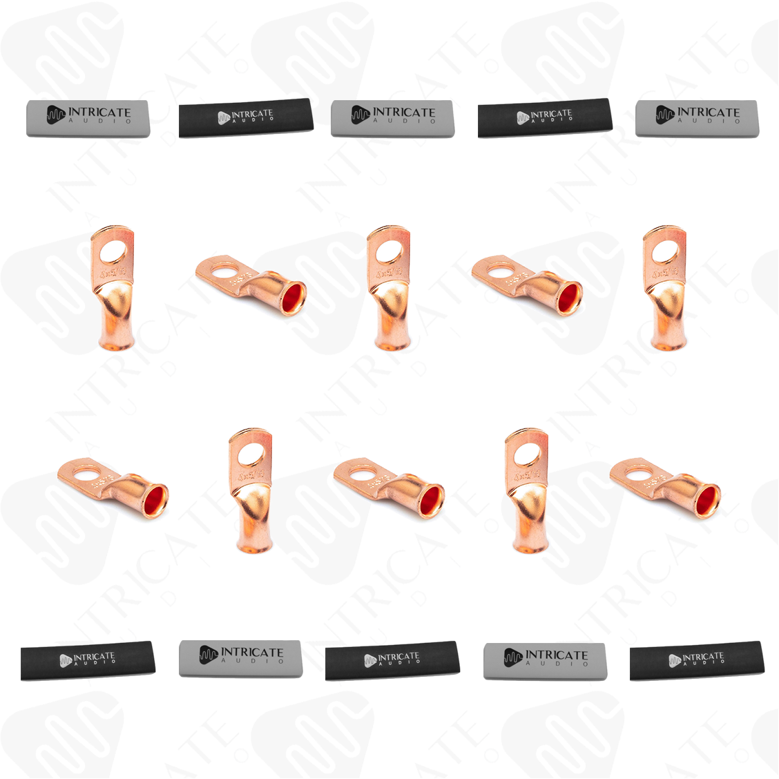 Intricate Audio 4 Gauge Copper Lug Ring Terminals + Heat Shrink Combo (10 Pack)