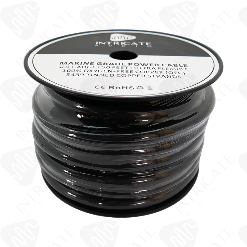Intricate Audio 1/0 OFC Tinned Power Wire - 50 Feet (Black)