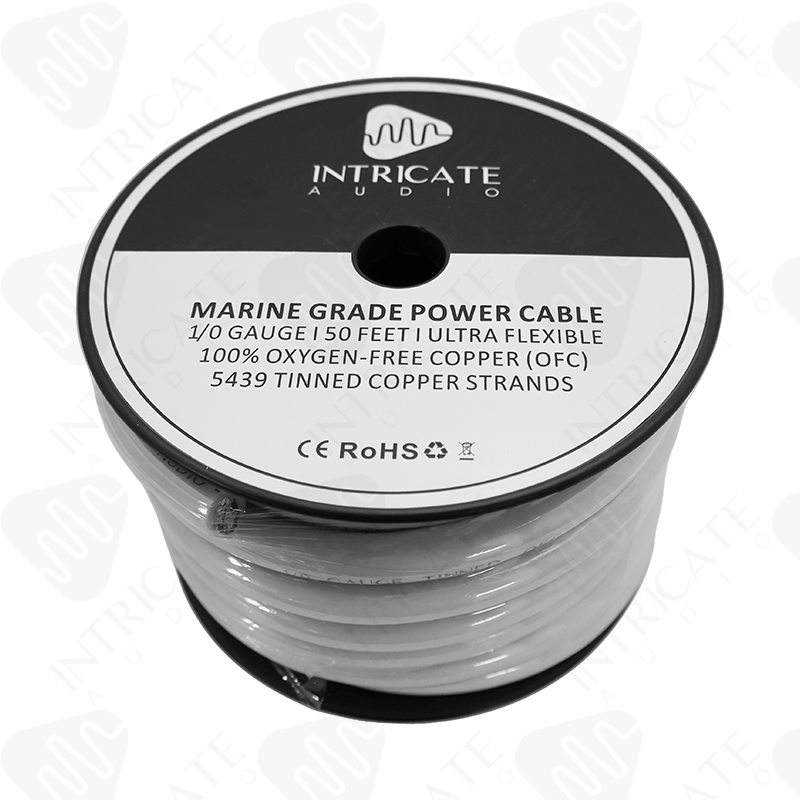 Intricate Audio 1/0 OFC Tinned Power Wire - 50 Feet (White)